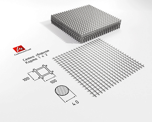 Сетка сварная 100х100х4 Вр1 карта 1х2 (шт.) /3,82